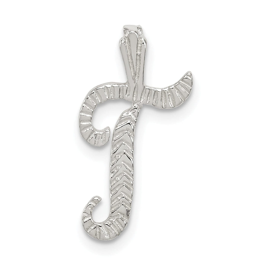 Lovely Rita's Pendants & Charms Silver Polished Textured Letter T Charm Pendant