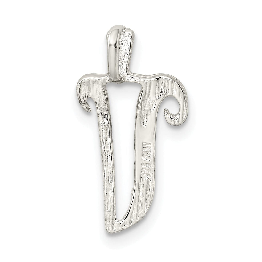 Lovely Rita's Pendants & Charms Silver Polished Textured Letter V Charm Pendant