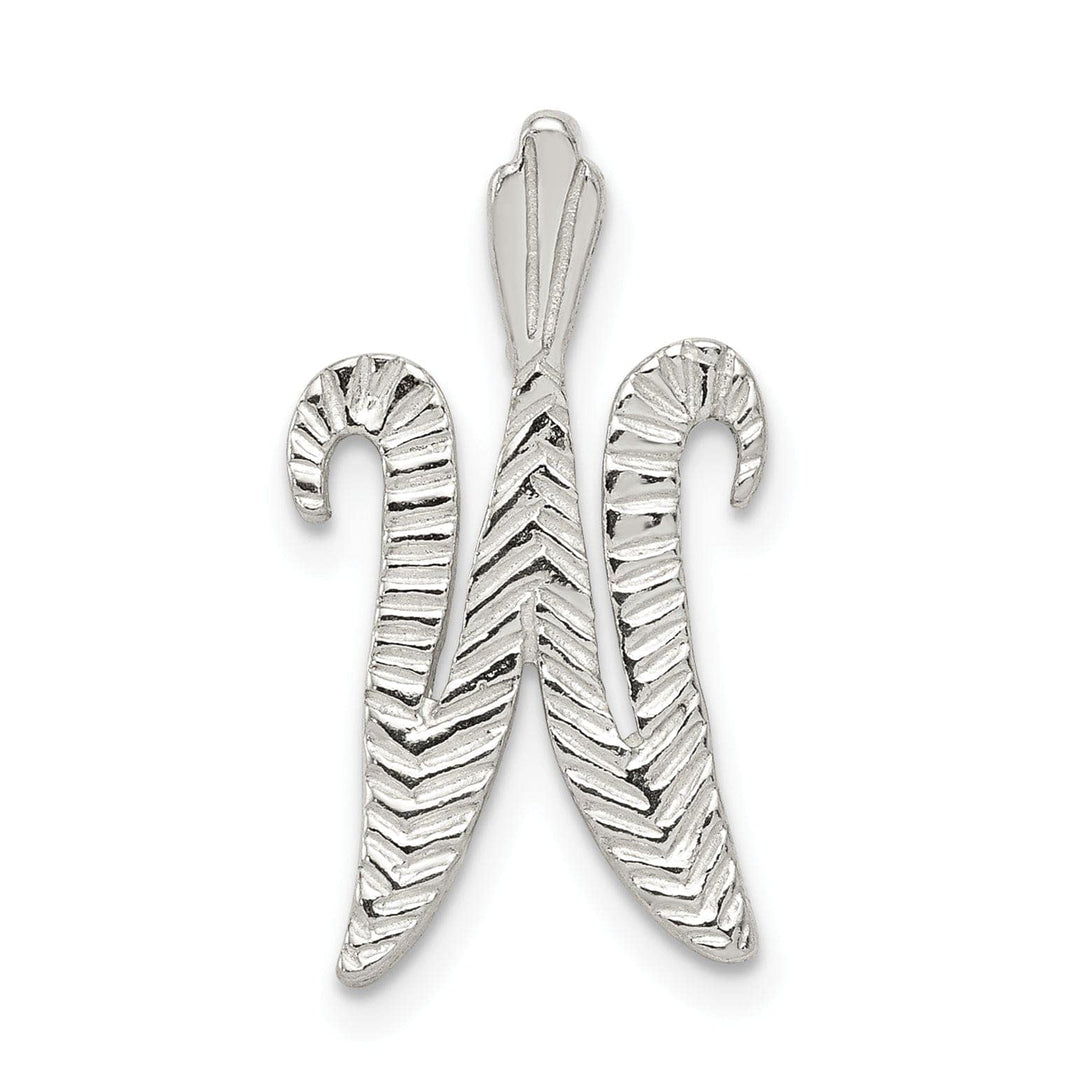 Lovely Rita's Pendants & Charms Silver Polished Textured Letter W Charm Pendant