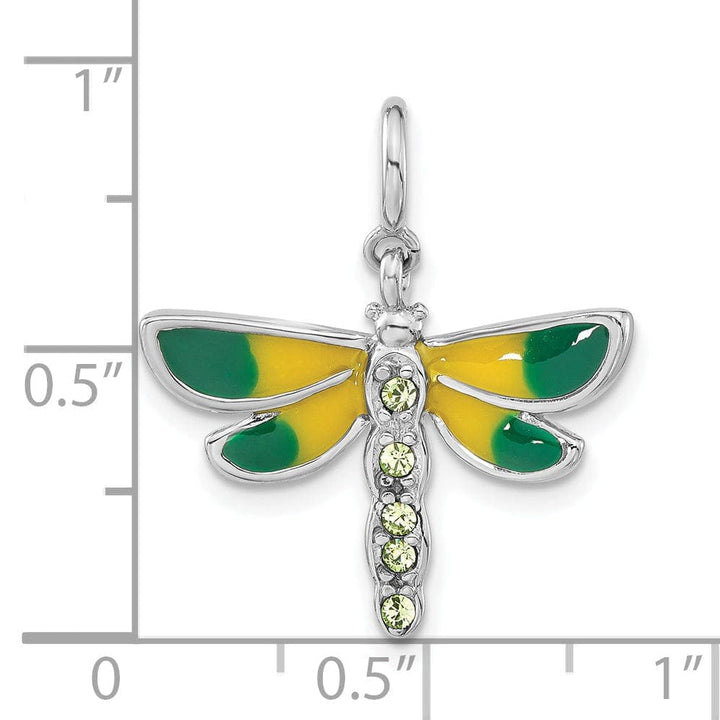 Lovely Rita's Pendants & Charms Silver Polished Yellow Green Dragonfly Charm