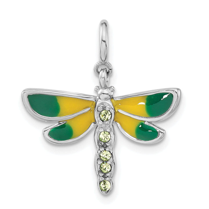 Lovely Rita's Pendants & Charms Silver Polished Yellow Green Dragonfly Charm