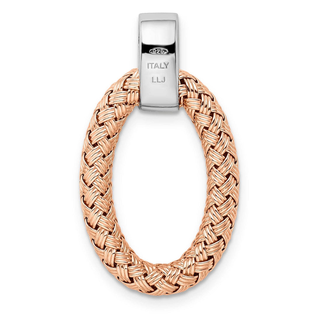 Lovely Rita's Pendants & Charms Silver Rose Gold Rhodium CZ Braid Oval Pendant