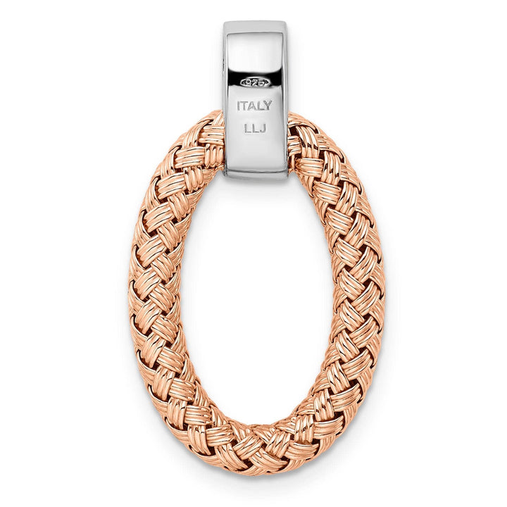 Lovely Rita's Pendants & Charms Silver Rose Gold Rhodium CZ Braid Oval Pendant