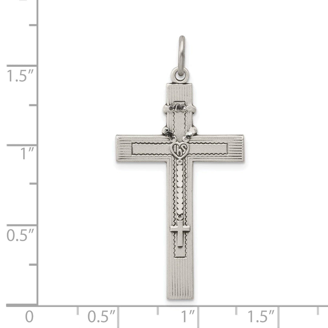 Lovely Rita's Pendants & Charms Silver Satin Antique Rosary Latin Cross Pendant