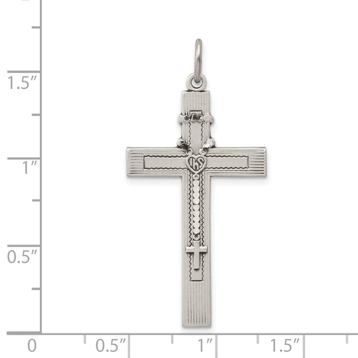 Lovely Rita's Pendants & Charms Silver Satin Antique Rosary Latin Cross Pendant