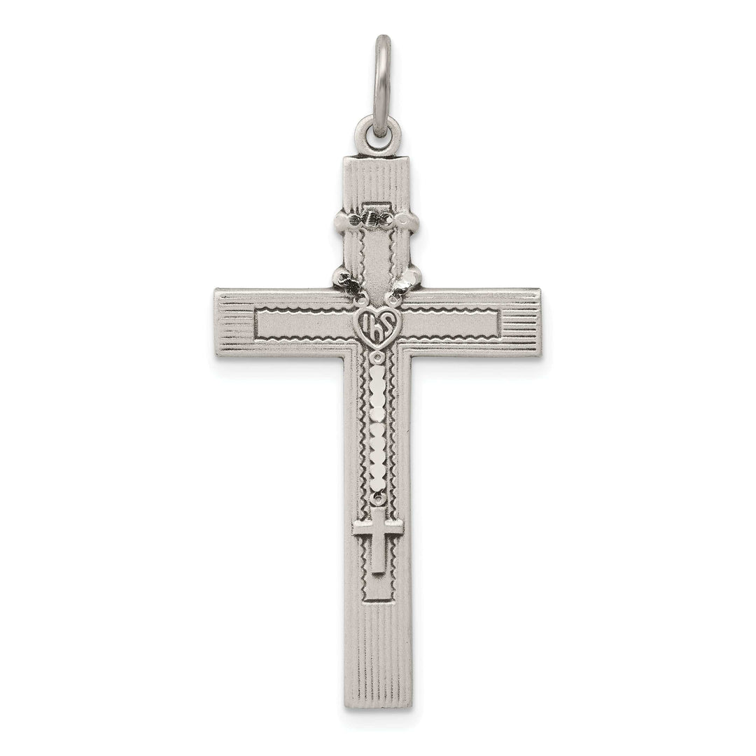 Lovely Rita's Pendants & Charms Silver Satin Antique Rosary Latin Cross Pendant