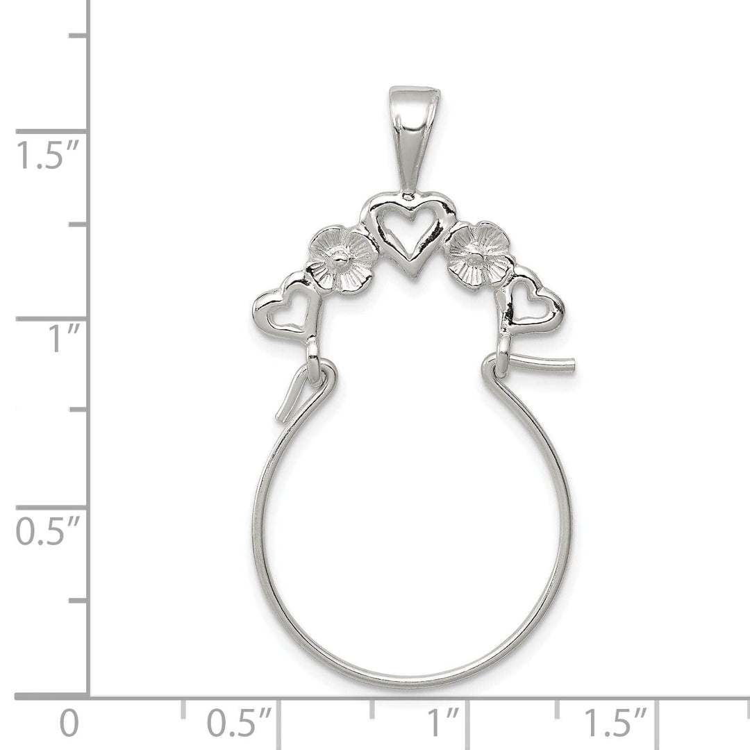 Lovely Rita's Pendants & Charms Silver Solid Flower Heart Charm Holder Pendant