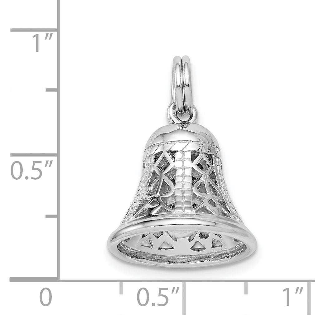 Lovely Rita's Pendants & Charms Silver Solid Moveable 3-D Filigree Bell Charm