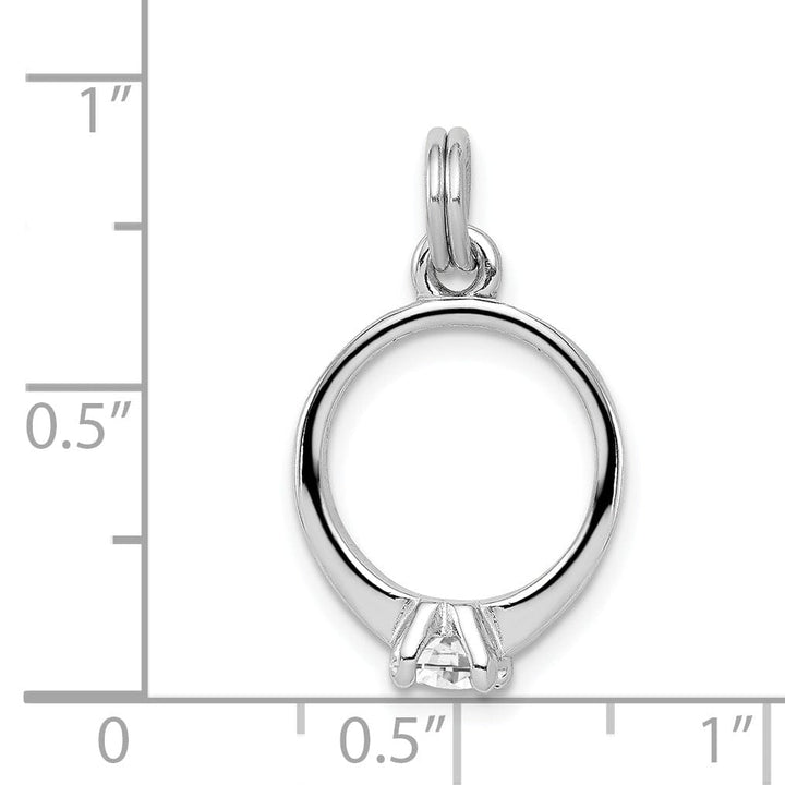 Lovely Rita's Pendants & Charms Silver Solid Polish Moveable 3-D C.Z Ring Charm
