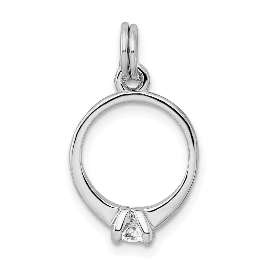 Lovely Rita's Pendants & Charms Silver Solid Polish Moveable 3-D C.Z Ring Charm