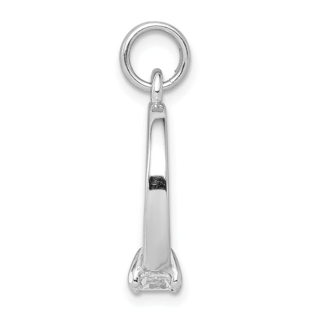 Lovely Rita's Pendants & Charms Silver Solid Polish Moveable 3-D C.Z Ring Charm