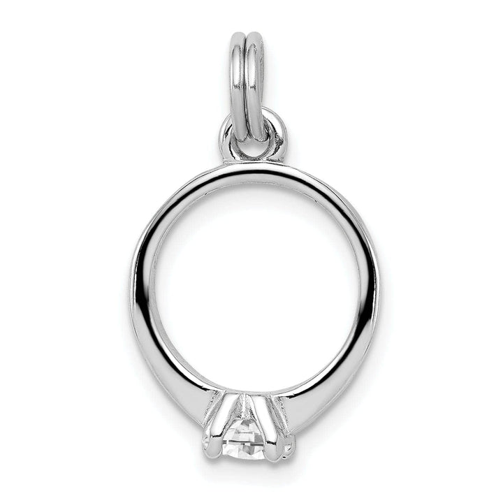 Lovely Rita's Pendants & Charms Silver Solid Polish Moveable 3-D C.Z Ring Charm