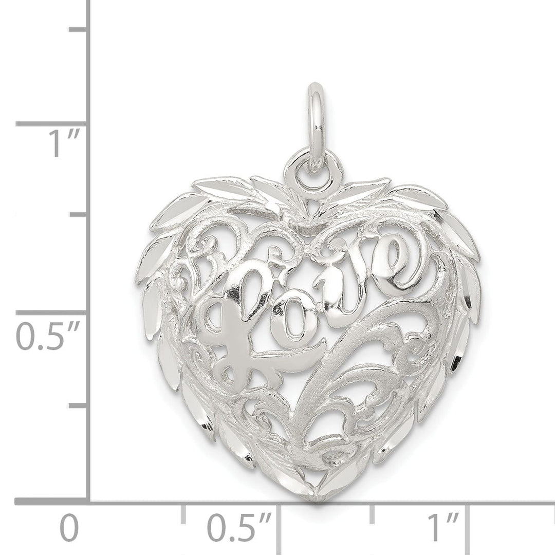 Lovely Rita's Pendants & Charms Silver Solid Polished D.C Concave Heart Charm