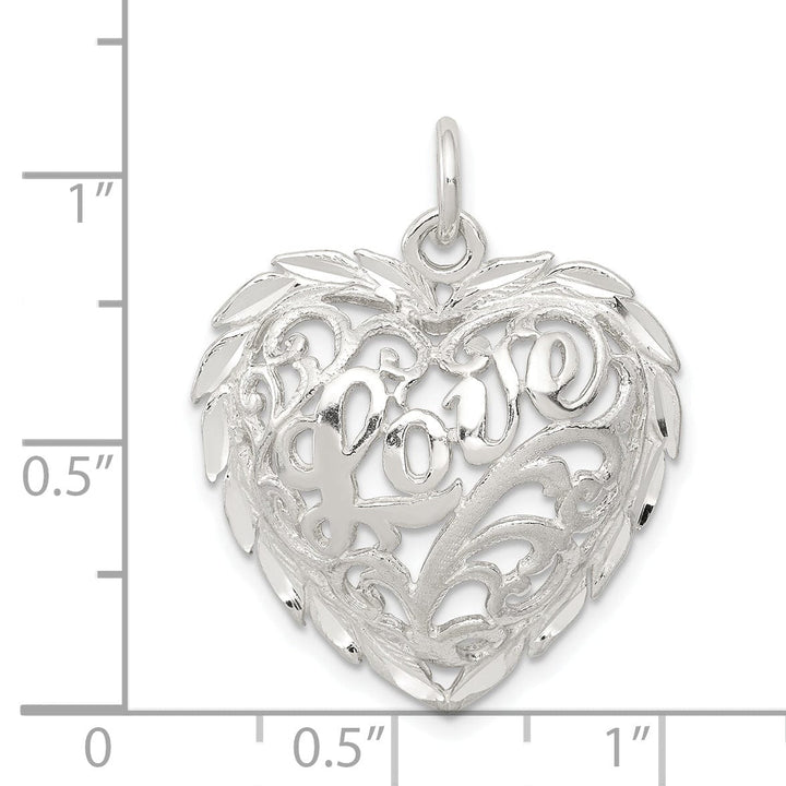 Lovely Rita's Pendants & Charms Silver Solid Polished D.C Concave Heart Charm