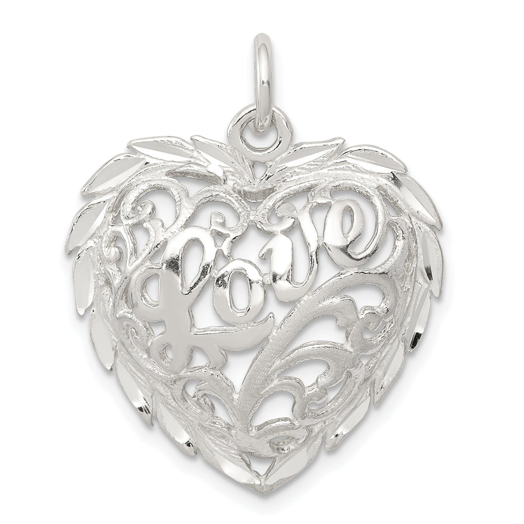 Lovely Rita's Pendants & Charms Silver Solid Polished D.C Concave Heart Charm