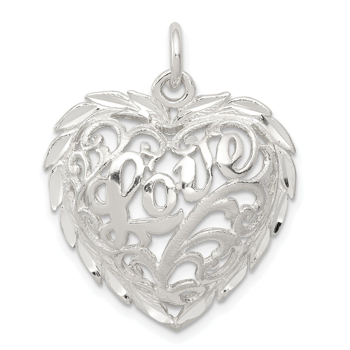 Lovely Rita's Pendants & Charms Silver Solid Polished D.C Concave Heart Charm