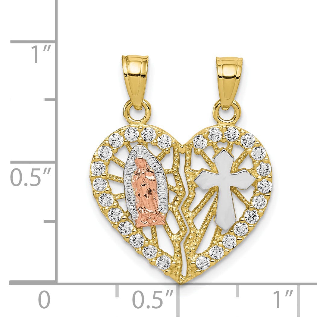 Lovely Rita's Pendants & Charms Solid 10K Two Tone Gold Blessed Mother Pendant
