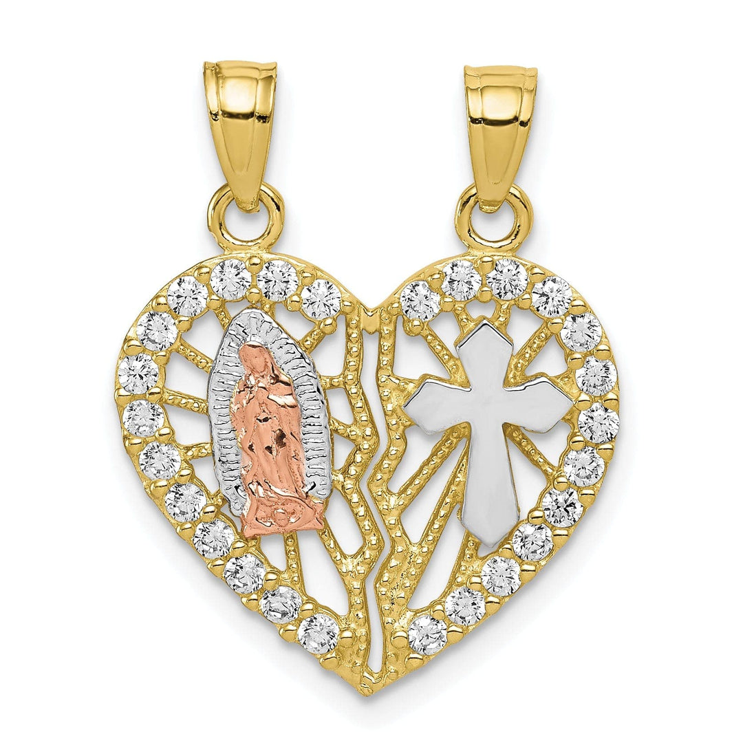 Lovely Rita's Pendants & Charms Solid 10K Two Tone Gold Blessed Mother Pendant