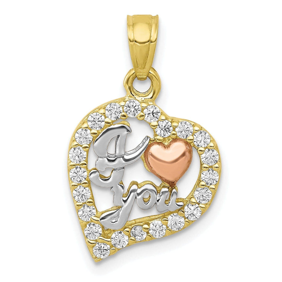 Lovely Rita's Pendants & Charms Solid 10K Two Tone Gold I Love You Heart Charm