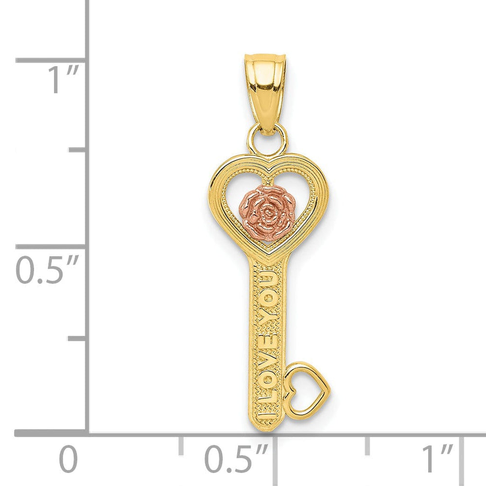 Lovely Rita's Pendants & Charms Solid 10K Two Tone Gold I Love You Key Pendant