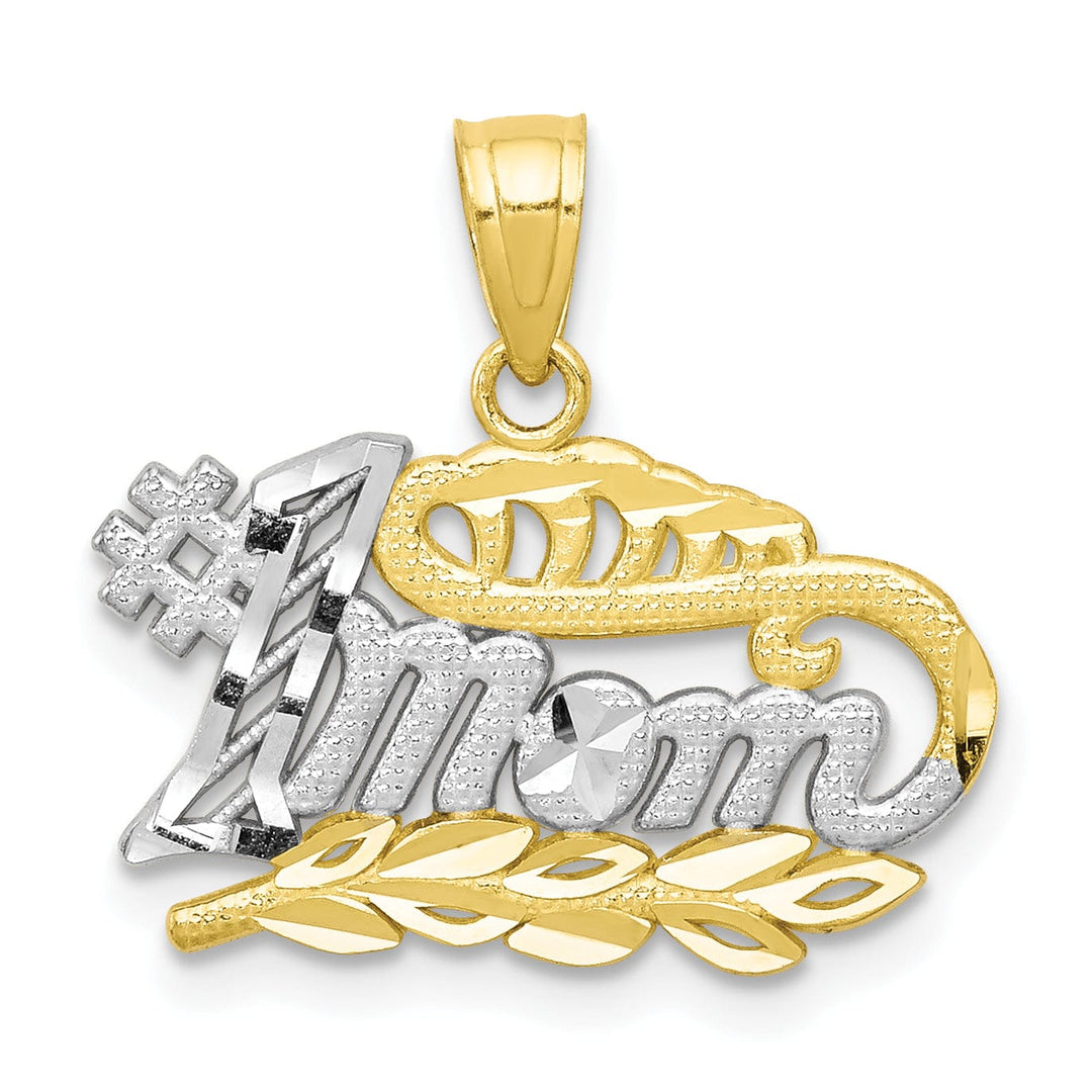 Lovely Rita's Pendants & Charms Solid 10k Two Tone Gold Polish #1 Mom Pendant
