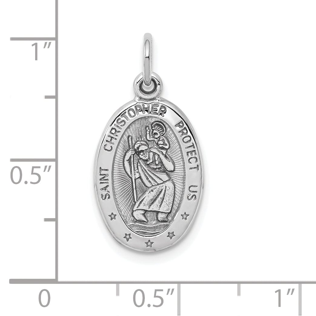 Lovely Rita's Pendants & Charms Solid 10K White Gold St. Christopher Medal Pendant