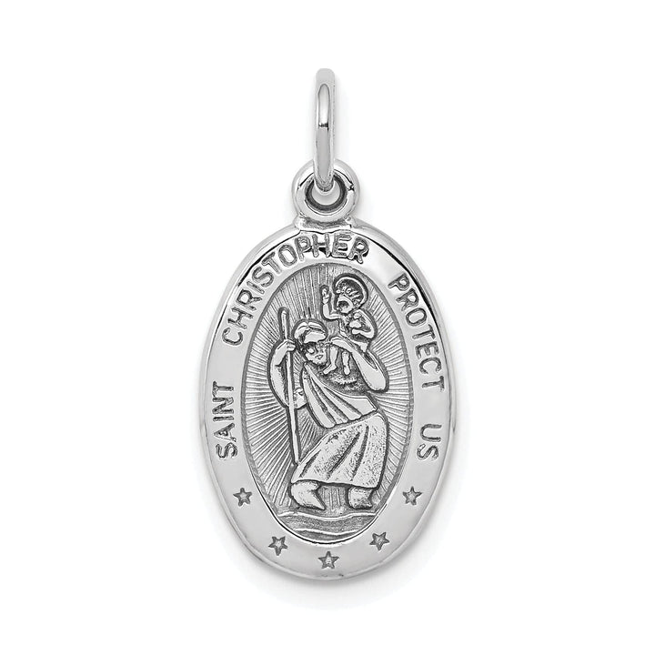 Lovely Rita's Pendants & Charms Solid 10K White Gold St. Christopher Medal Pendant