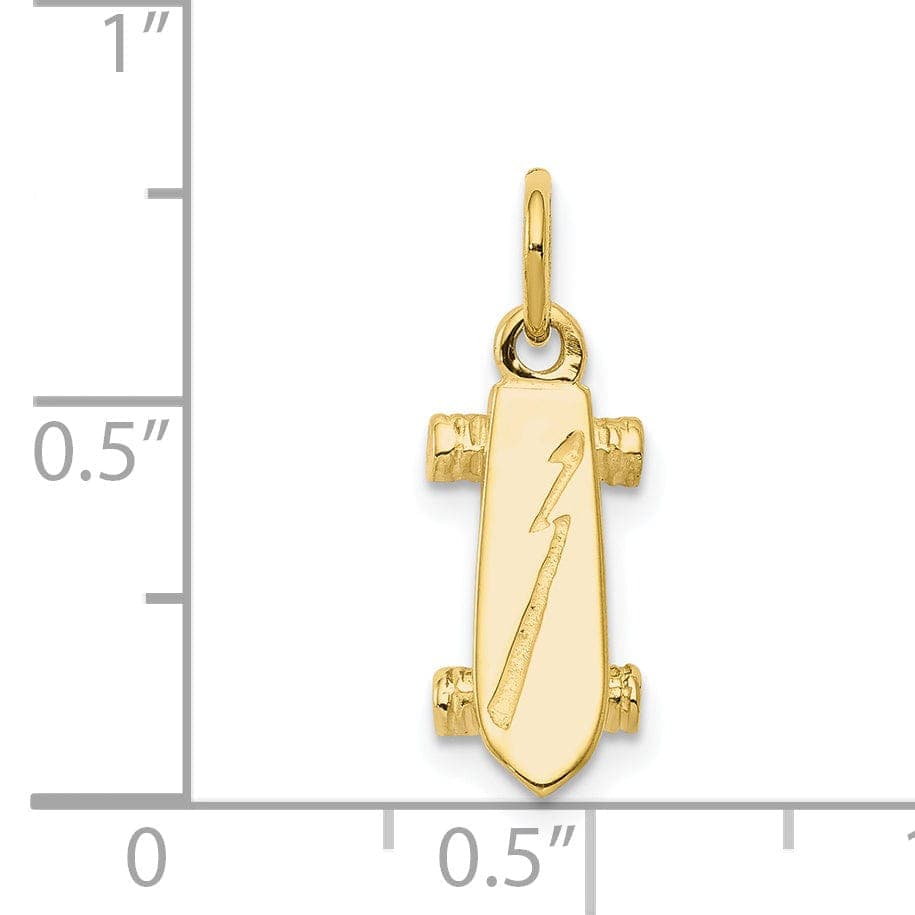 Lovely Rita's Pendants & Charms Solid 10k Yellow Gold 3-D Skateboard Pendant