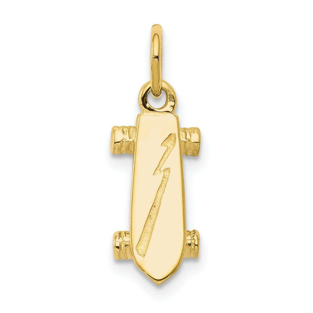 Lovely Rita's Pendants & Charms Solid 10k Yellow Gold 3-D Skateboard Pendant