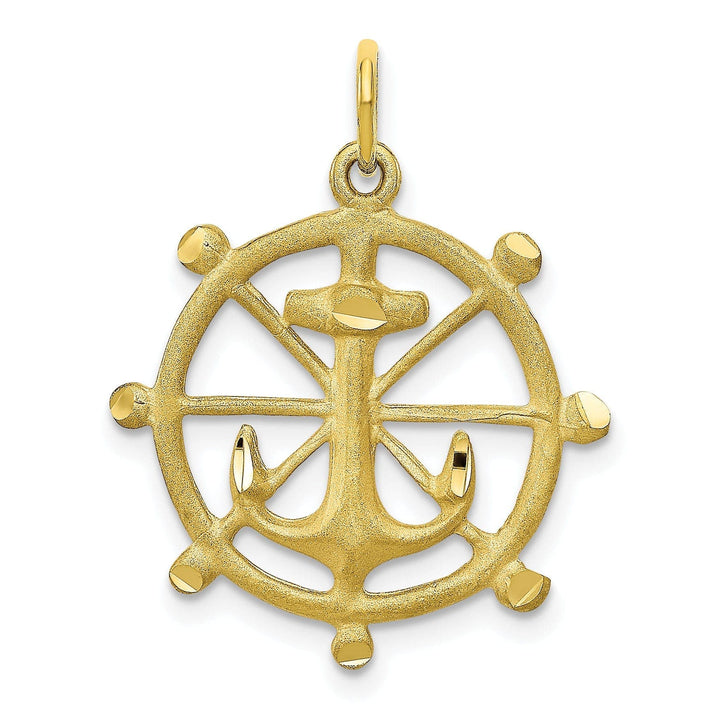 Lovely Rita's Pendants & Charms Solid 10k Yellow Gold Anchor In A Wheel Pendant
