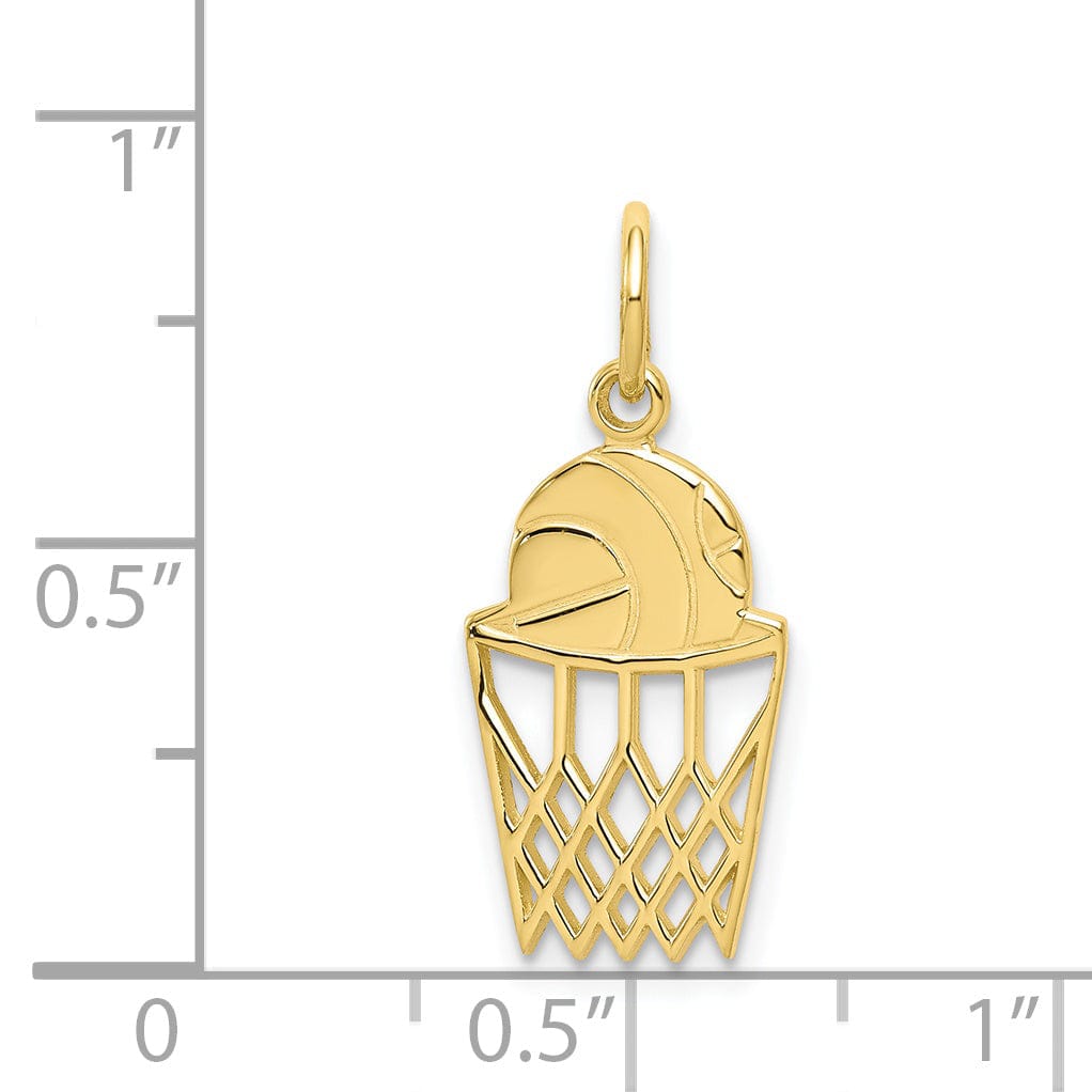 Lovely Rita's Pendants & Charms Solid 10k Yellow Gold Basketball in Net Pendant