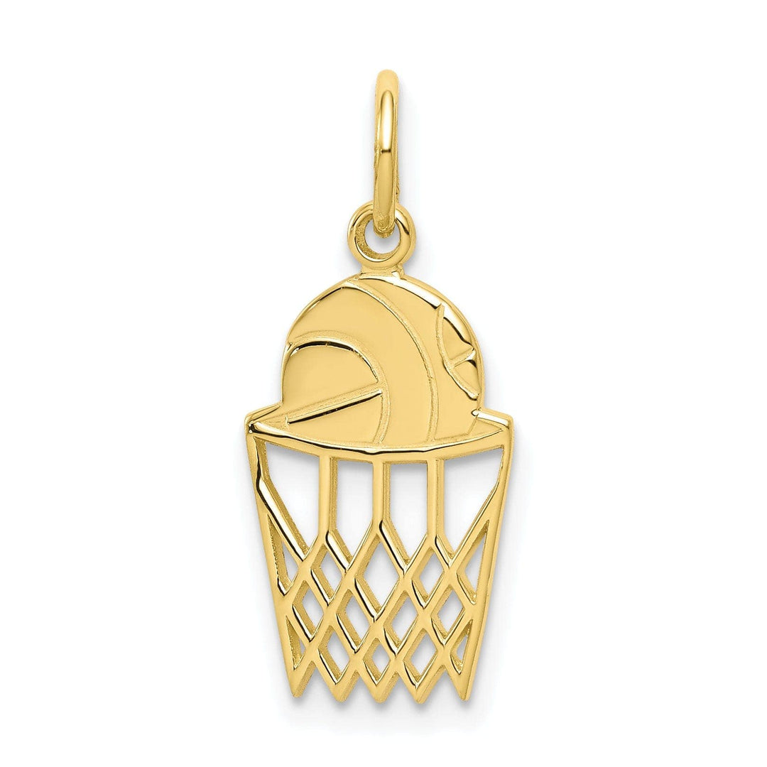 Lovely Rita's Pendants & Charms Solid 10k Yellow Gold Basketball in Net Pendant