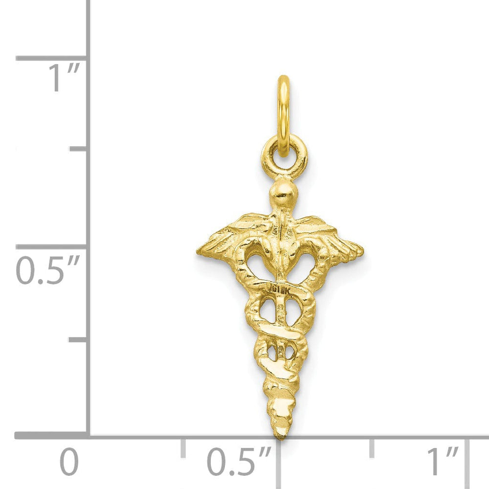 Lovely Rita's Pendants & Charms Solid 10k Yellow Gold Caduceus Charm Pendant
