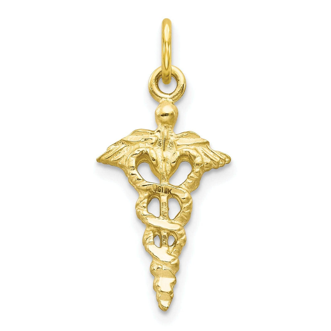 Lovely Rita's Pendants & Charms Solid 10k Yellow Gold Caduceus Charm Pendant