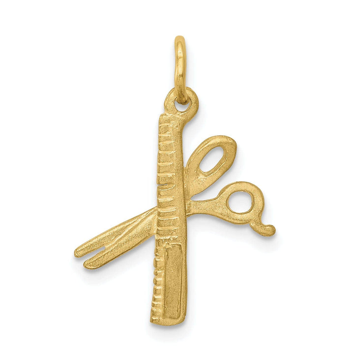 Lovely Rita's Pendants & Charms Solid 10k Yellow Gold Comb and Scissors Pendant