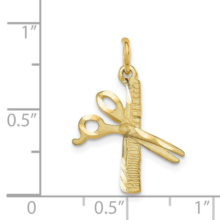 Lovely Rita's Pendants & Charms Solid 10k Yellow Gold Comb and Scissors Pendant