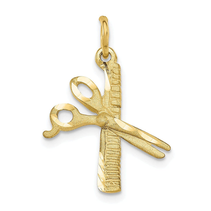 Lovely Rita's Pendants & Charms Solid 10k Yellow Gold Comb and Scissors Pendant
