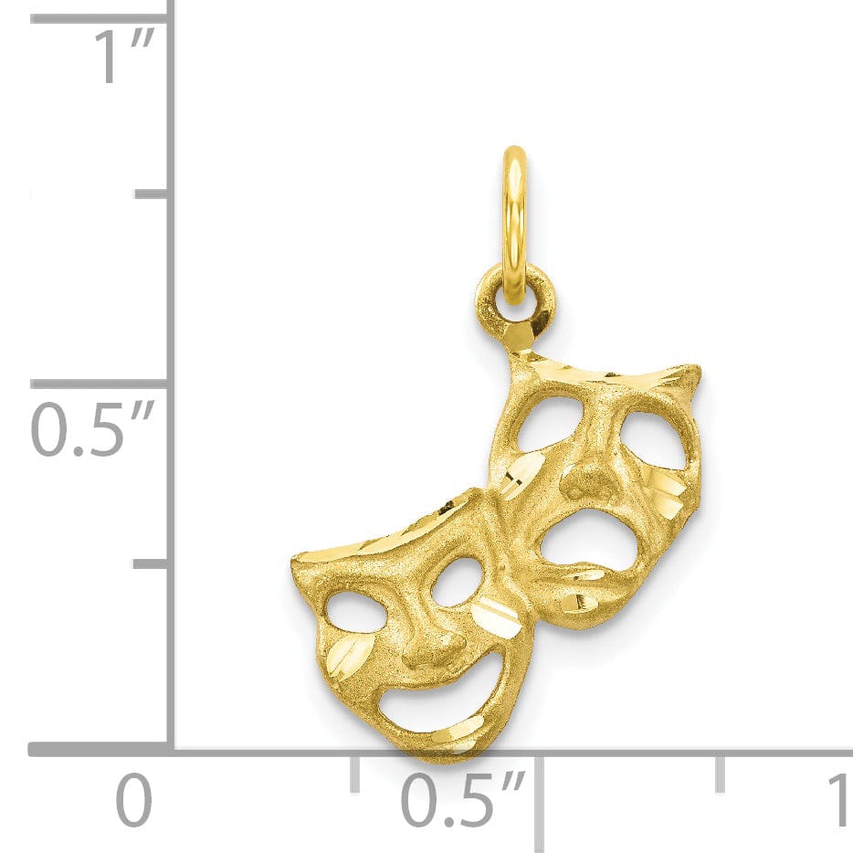 Lovely Rita's Pendants & Charms Solid 10k Yellow Gold Comedy Tragedy Pendant