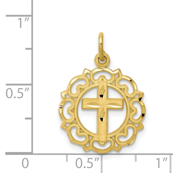 Lovely Rita's Pendants & Charms Solid 10k Yellow Gold Cross In Frame Pendant