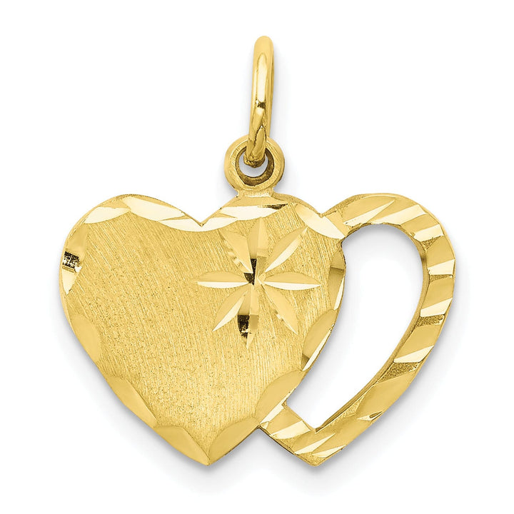 Lovely Rita's Pendants & Charms Solid 10k Yellow Gold D.C Double Heart Pendant