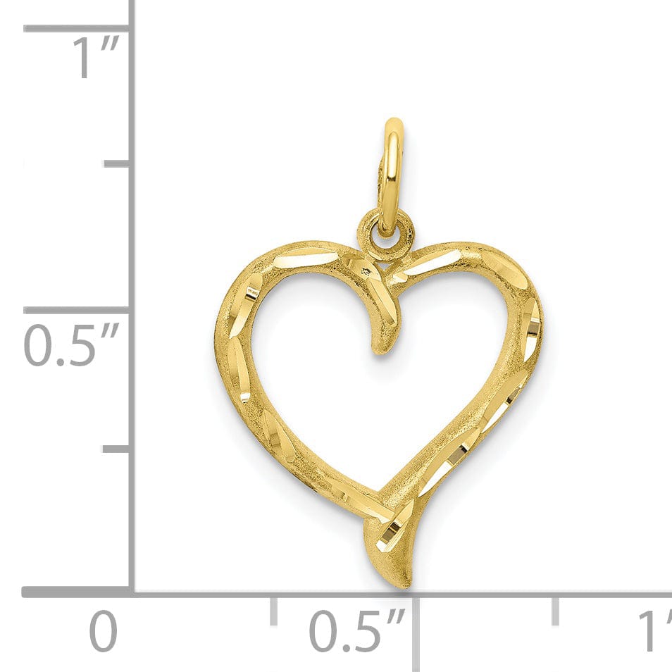 Lovely Rita's Pendants & Charms Solid 10k Yellow Gold D.C Finish Heart Pendant