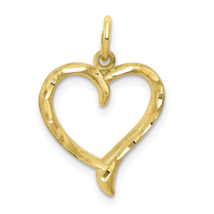 Lovely Rita's Pendants & Charms Solid 10k Yellow Gold D.C Finish Heart Pendant