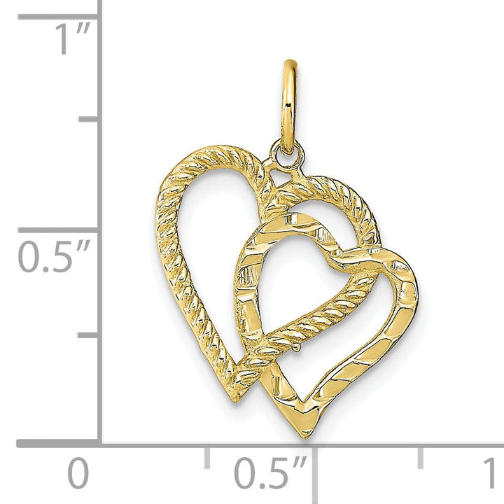 Lovely Rita's Pendants & Charms Solid 10k Yellow Gold Double Heart Pendant