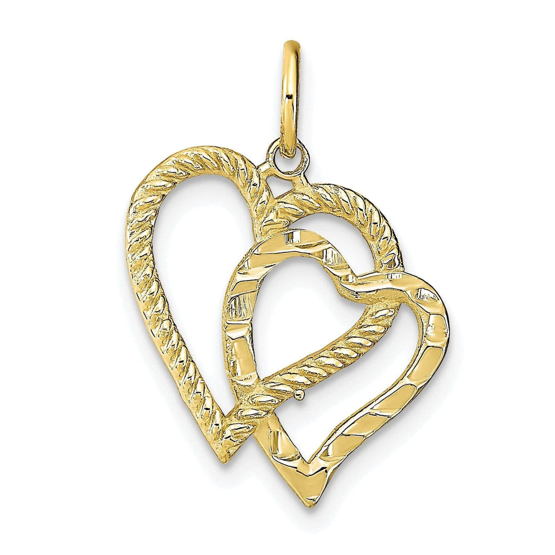 Lovely Rita's Pendants & Charms Solid 10k Yellow Gold Double Heart Pendant