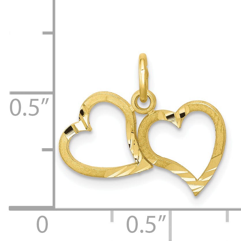 Lovely Rita's Pendants & Charms Solid 10k Yellow Gold Double Heart Pendant