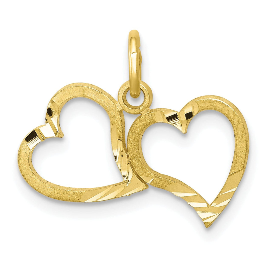Lovely Rita's Pendants & Charms Solid 10k Yellow Gold Double Heart Pendant