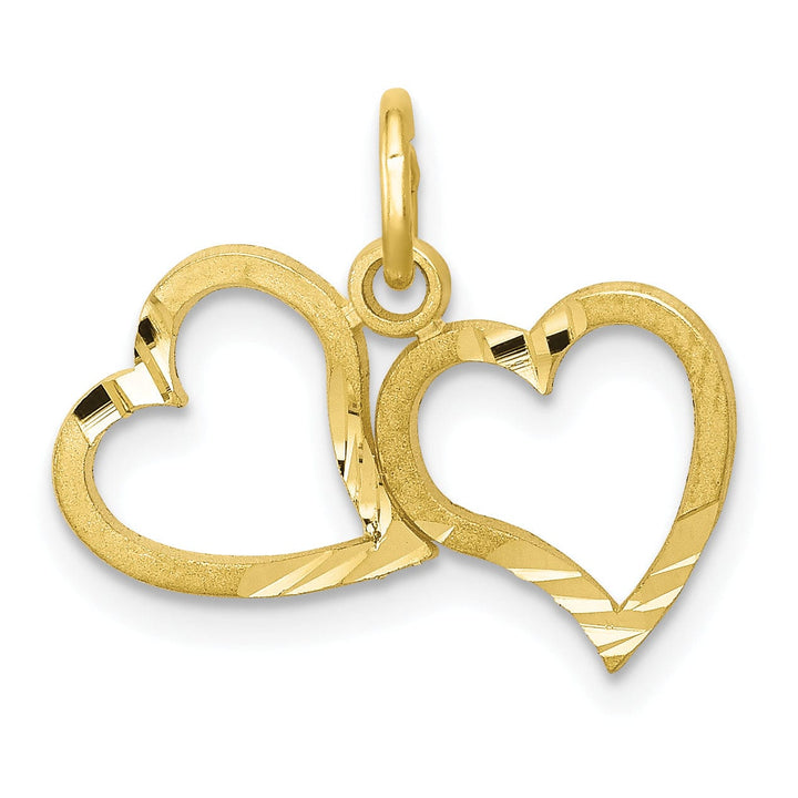 Lovely Rita's Pendants & Charms Solid 10k Yellow Gold Double Heart Pendant