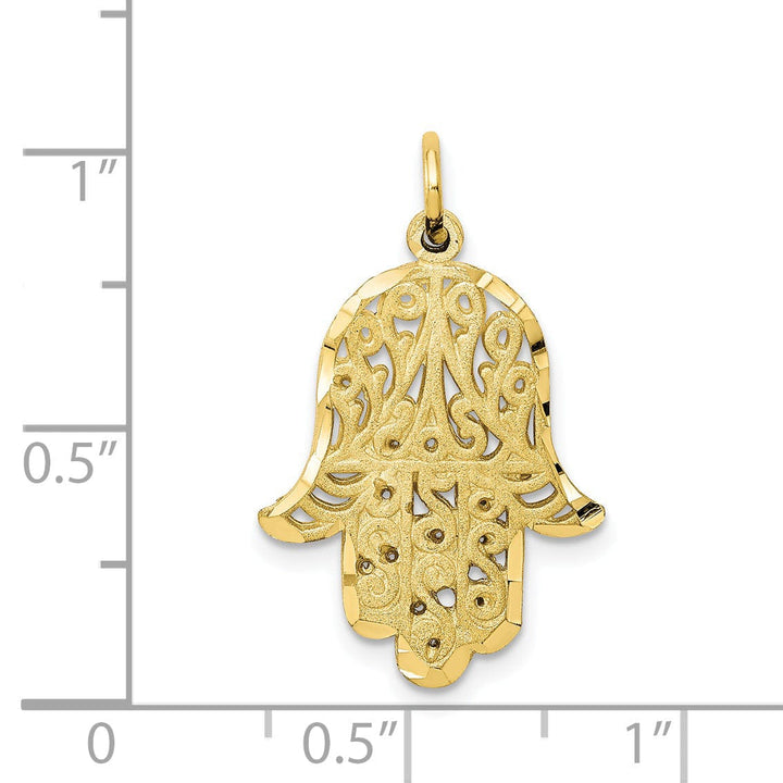 Lovely Rita's Pendants & Charms Solid 10k Yellow Gold Filigree Chamseh Pendant