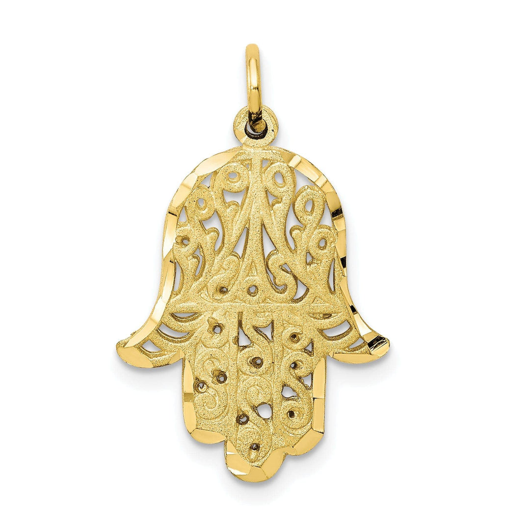 Lovely Rita's Pendants & Charms Solid 10k Yellow Gold Filigree Chamseh Pendant