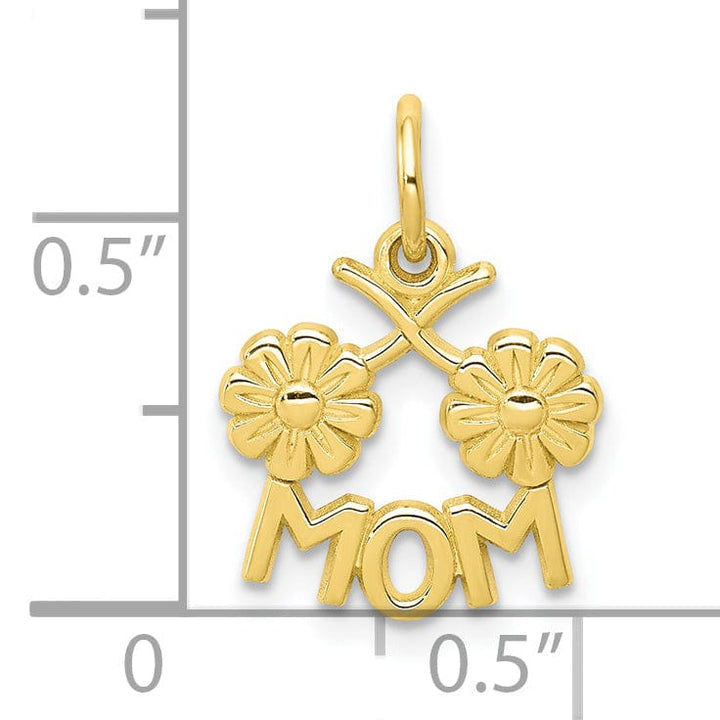 Lovely Rita's Pendants & Charms Solid 10k Yellow Gold Flowers Mom Charm Pendant